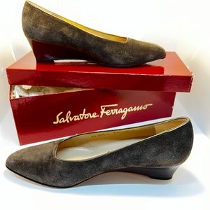 Salvatore Ferragamo 8 1/2 B Suede Wedges